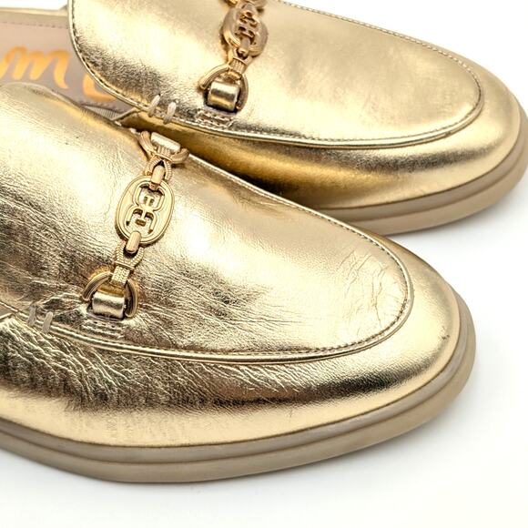 Sam Edelman Kira Slip On Mule Women's Logo Leather Gold Size US7.5M EU38 - Picture 12 of 12